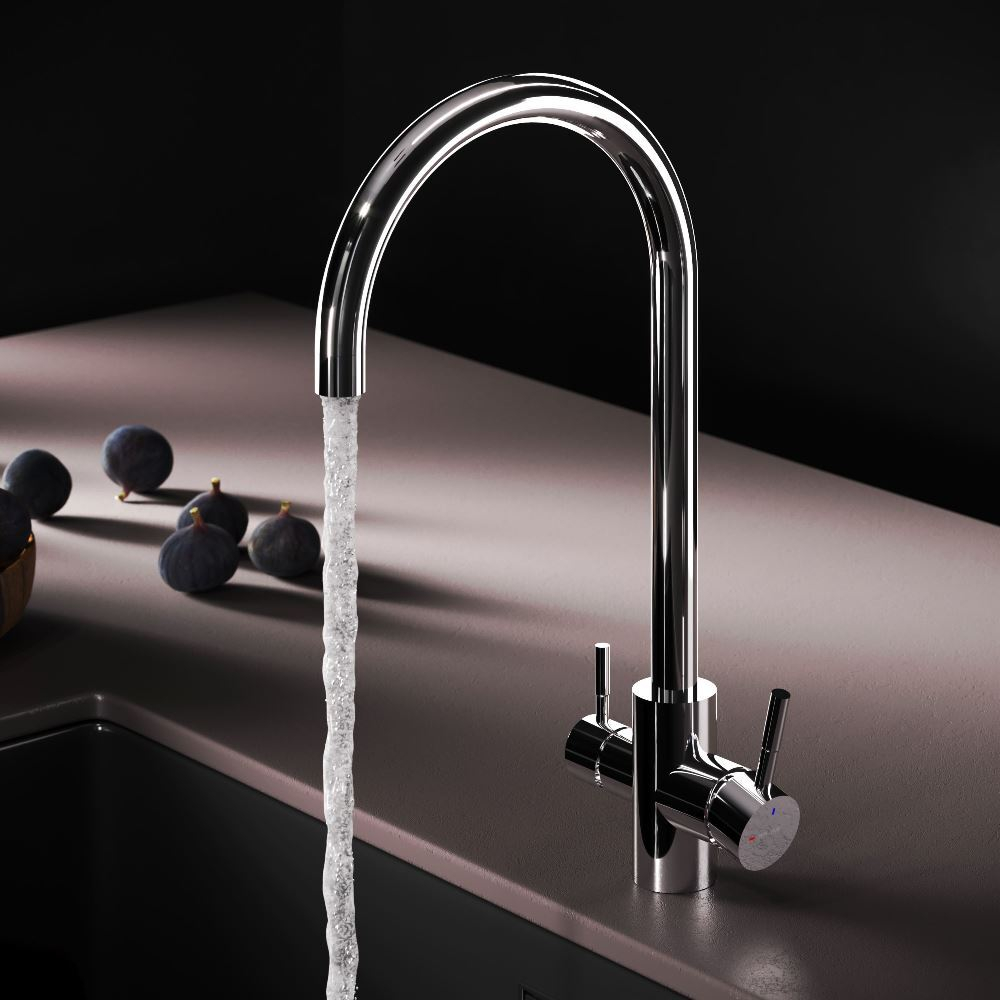 Смеситель для кухни с С-изливом с каналом для питьевой воды, хром AM.PM X-Joy S F85B07700