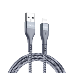 Кабель в тканевой оплетке длина 200см (2м) с разъемом USB-A на Lightning с быстрой зарядкой PD 12W от Duzzona, серия A7 Cable