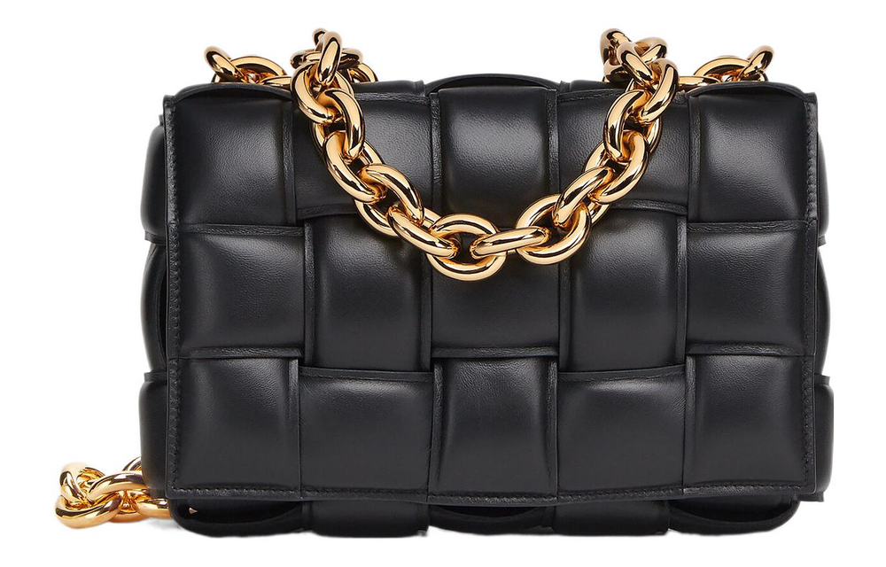 Bottega Veneta Chain Cassette Gold tone Crossbody Bag Black