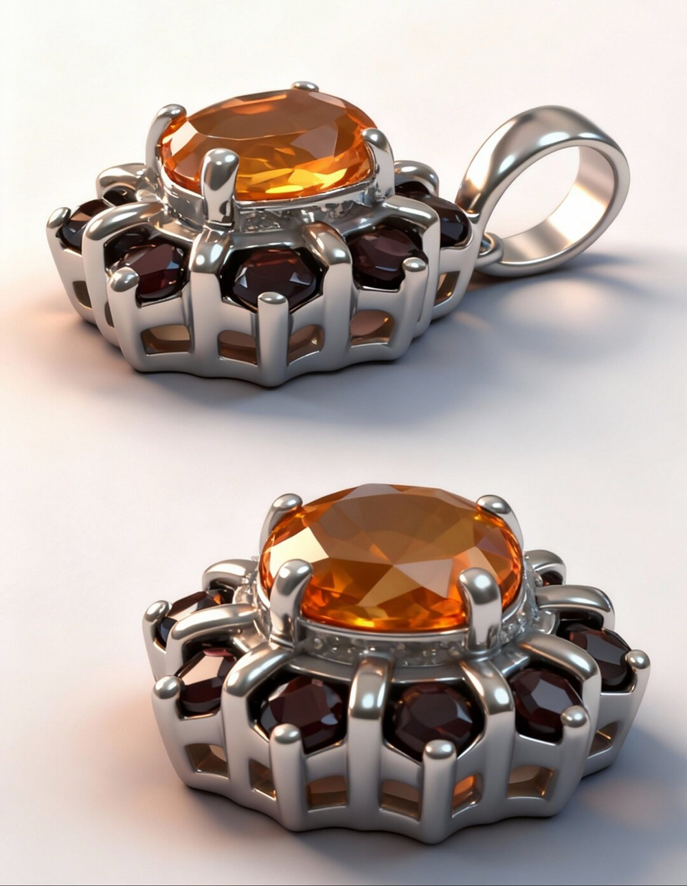 Ювелирная подвеска из серебра 925 пробы,вставка раух-топаз,цитрин