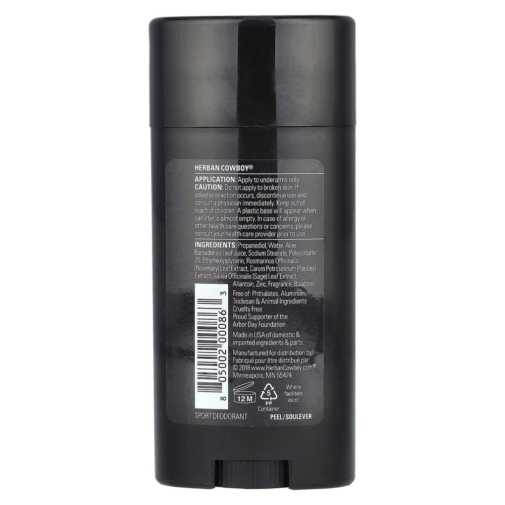 Herban Cowboy, Спортивный дезодорант, 80 г (2,8 унции)