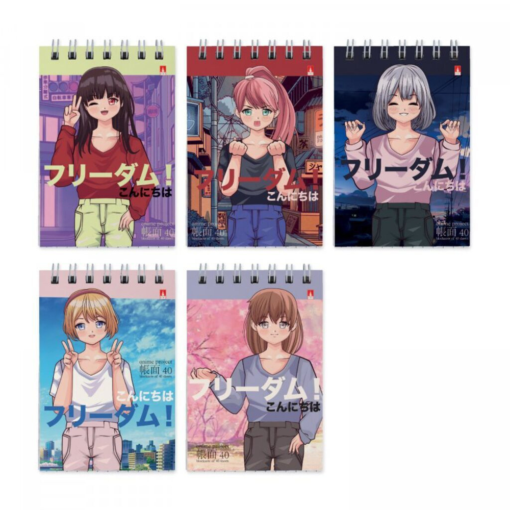 Блокнот А7 40л гребень "Anime. Freedom" клетка*