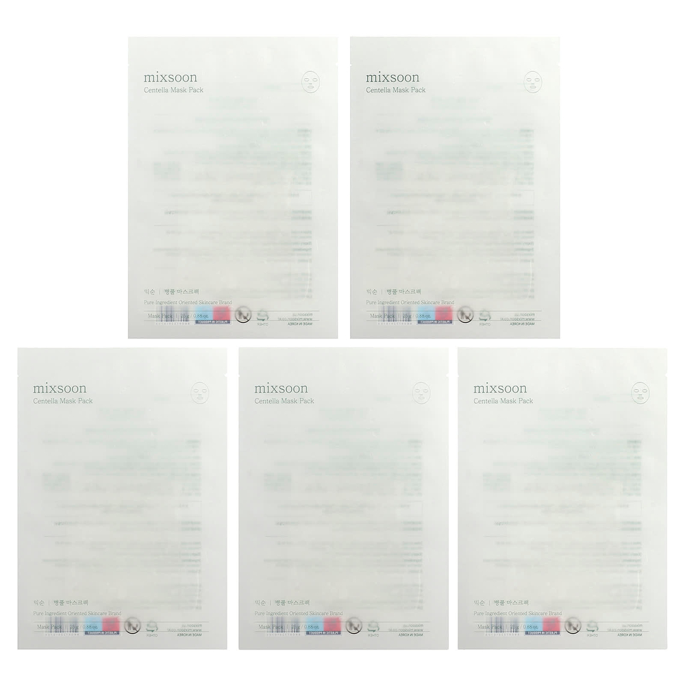 Mixsoon, маска для лица с готу колой, 5 шт. по 25 г (0,88 унции)