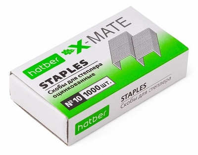 Скобы для степлера Hatber X-Mate, 5 мм, № 10, оцинкованное покрыт., 1000 шт