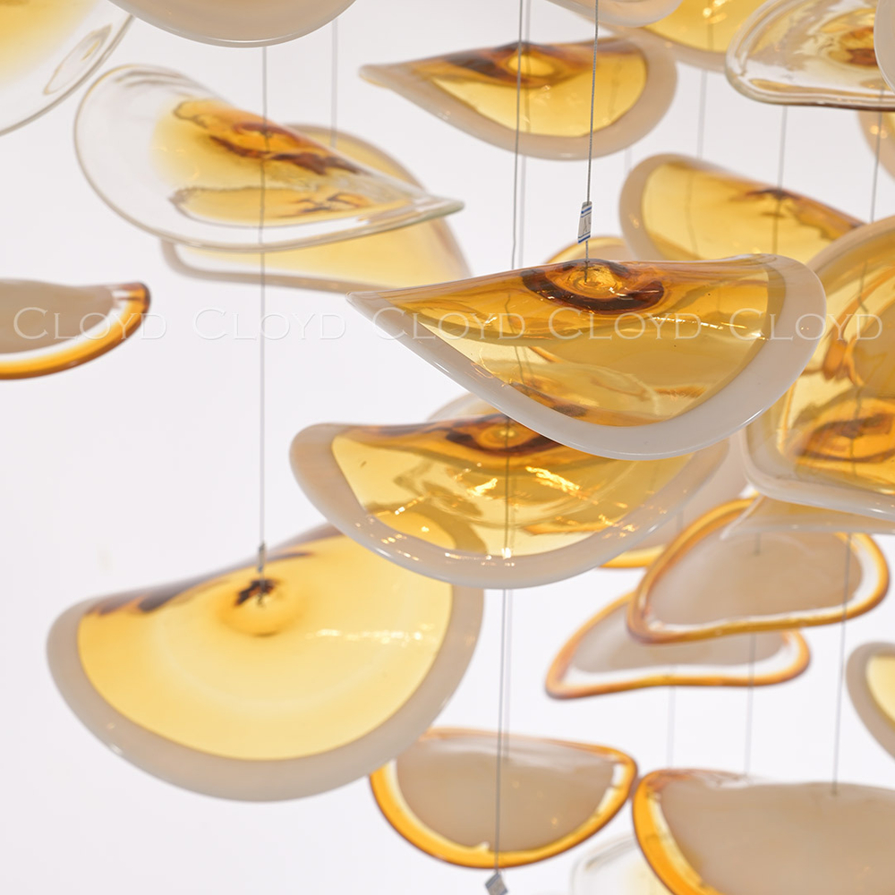 Люстра Cloyd KUSTO C12 / выс. 230 см - хром - янтарное стекло (арт.11331)