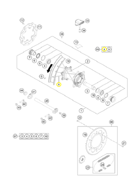 Спица заднего колеса 19 KTM, HQV, GASGAS M4,5X205-19 хром