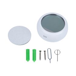 USN-A502 TS-WF WHITE Умный датчик температуры и влажности Wi-Fi. с экраном. на батарейках AAAx2 н-к адаптер 5V н-к. Звуковое+PUSH оповещение. Накладной. Белый. Приложение UnielSmart. TM Uniel