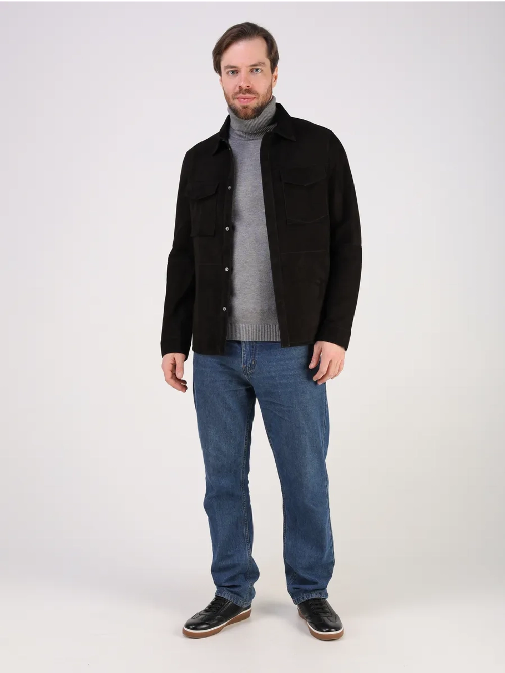 Кожаная куртка демисезонная замшевая рубашка