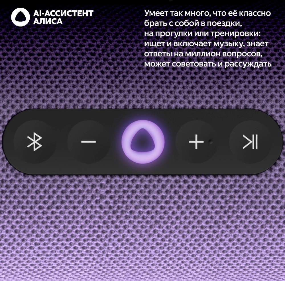 Умная колонка Yandex Стрит Алиса фиолетовый 30W 2.0 BT/Wi-Fi 10м 3300mAh (YNDX-00030VIO)