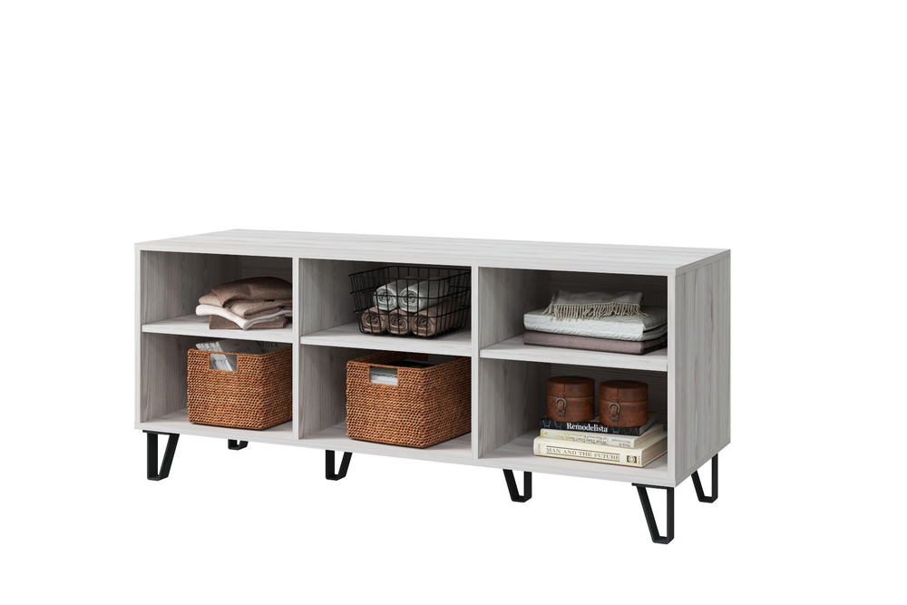 Тумба под ТВ "Ясень Солана", ЛДСП, МДФ, 3 ящика,  136 см x 58 см x 47 см