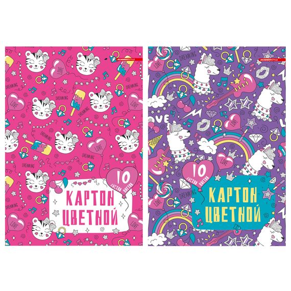 Игрушка - набор для детского творчества:  Цветной картон 10 цветов 10 листов Папка А4 -3