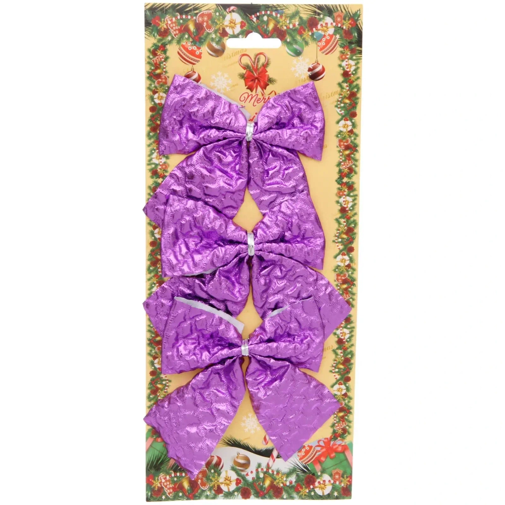 Бант на ёлку «Волшебный день» 9*10 см (набор 3 шт), Фиолетовый