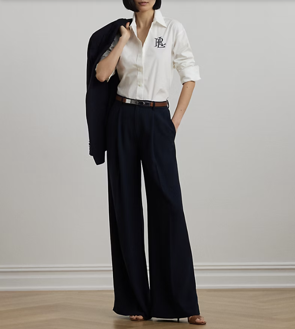 Белая рубашка свободного кроя Lauren Ralph Lauren из эластичного хлопка с вышивкой LRL