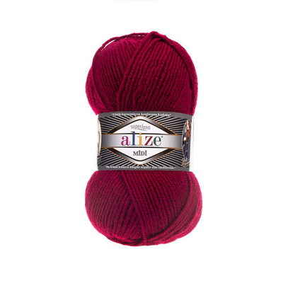 Пряжа Alize (Ализе) Superlana Midi / уп.5 мот. по 100 г, 170м, 390 вишня А