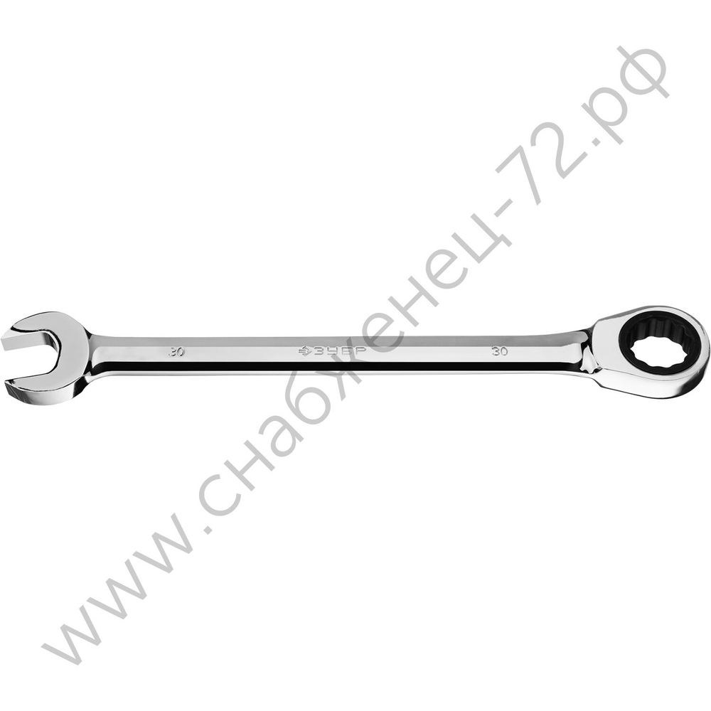 ЗУБР 30 мм, комбинированный трещоточный гаечный ключ, Профессионал (27074-30)