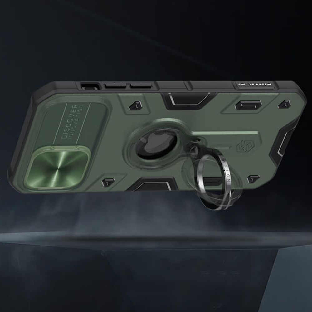 Противоударный чехол с кольцом и защитой камеры Nillkin CamShield Armor Case для iPhone 12 Pro Max