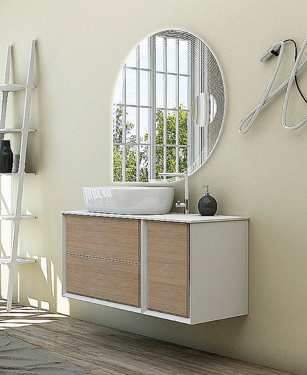 Тумба с раковиной Cezares Bellagio Moderno 100 с дверкой Rovere Tabacco