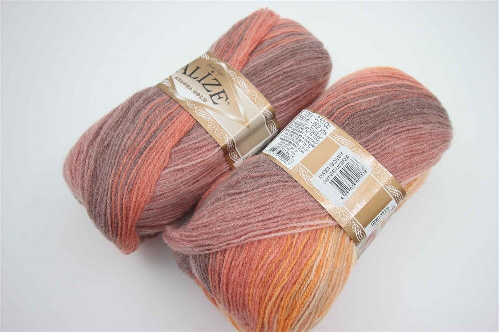 Пряжа ALIZE &quot;Angora Gold Batik&quot; 4741 оранжевый/серый/бежевый