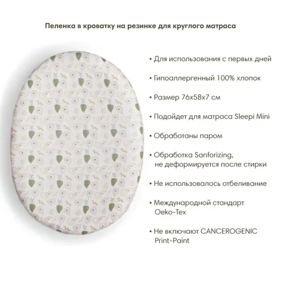 Пеленка на резинке Mini 76х58 см OLANT BABY Pear with me