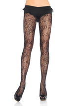 Ажурные колготки с цветочным мотивом (Размер: S-M-L) (Цвет: черный)
