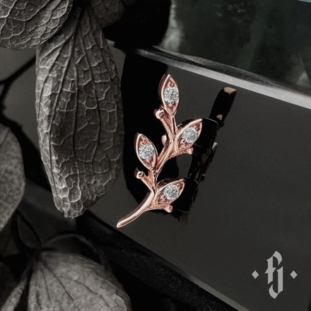 Накрутка "Cherry Branch" - Розовое золото - White CZ