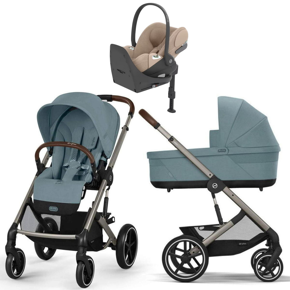 Коляска Cybex Balios S Lux TPE complete Cloud T Cozy Beige Plus Base T 4 в 1 Stormy Blue с дождевиками