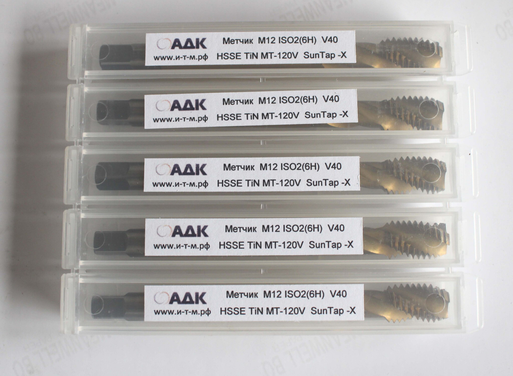 Метчик M12 DIN376 ISO2(6H) V40 HSSE TiN MT-120V SunTap -X