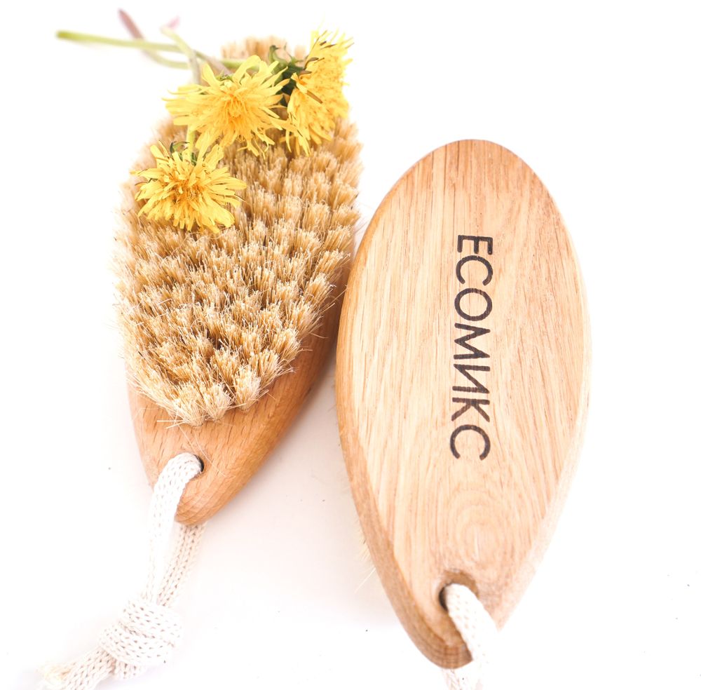 Щетка натуральная массажная маленькая, без ручки, щетина мексиканского кактуса ( лимфодренажная щетка) ECOмикс