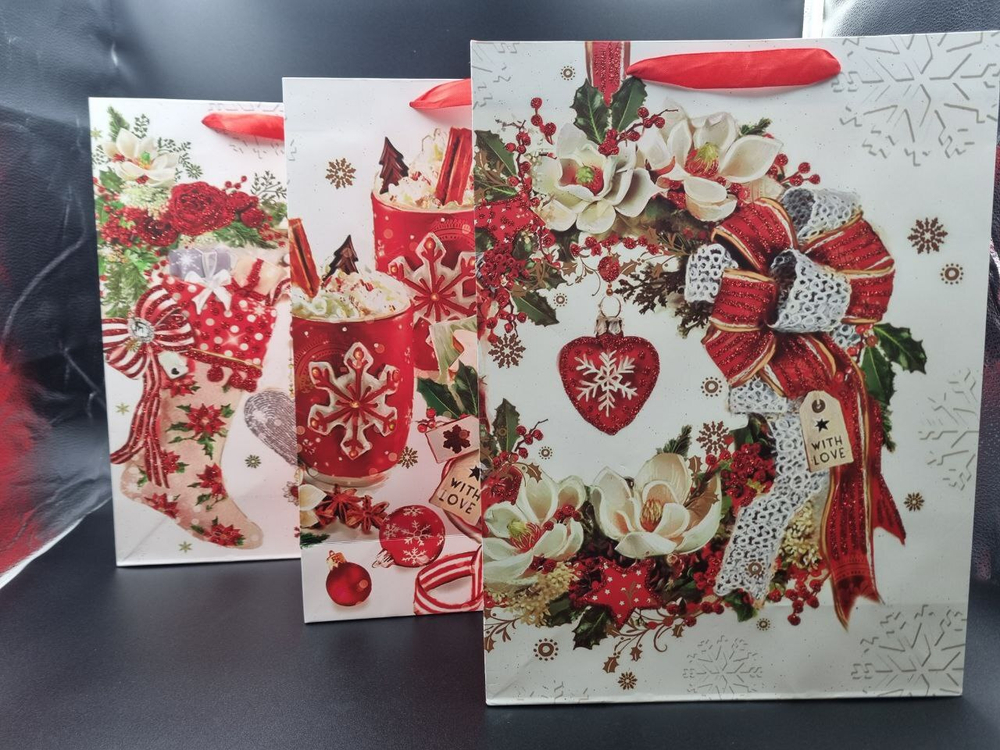 Пакет подарочный новогодний 30*12*40 МС-6772 МИКС1 бумага КНР