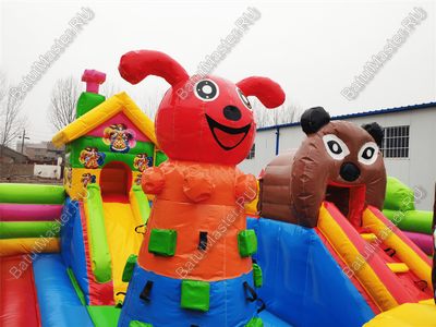 Коммерческий надувной батут "Маша и Миша" 10*6*3 м