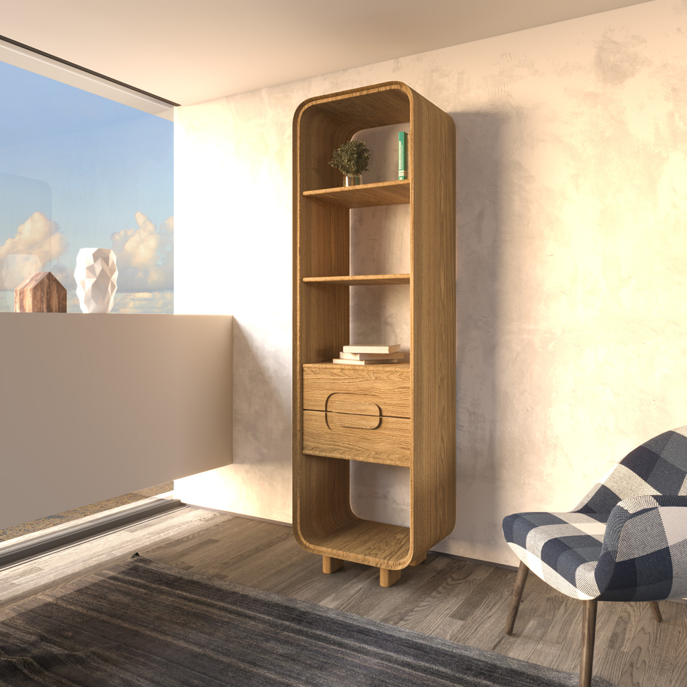 Стеллаж из массива дуба Deo 3.1 для гостиной