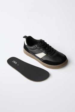 ZARA КОЖАНЫЕ КРОССОВКИ BAREFOOT, ЧЕРНЫЙ