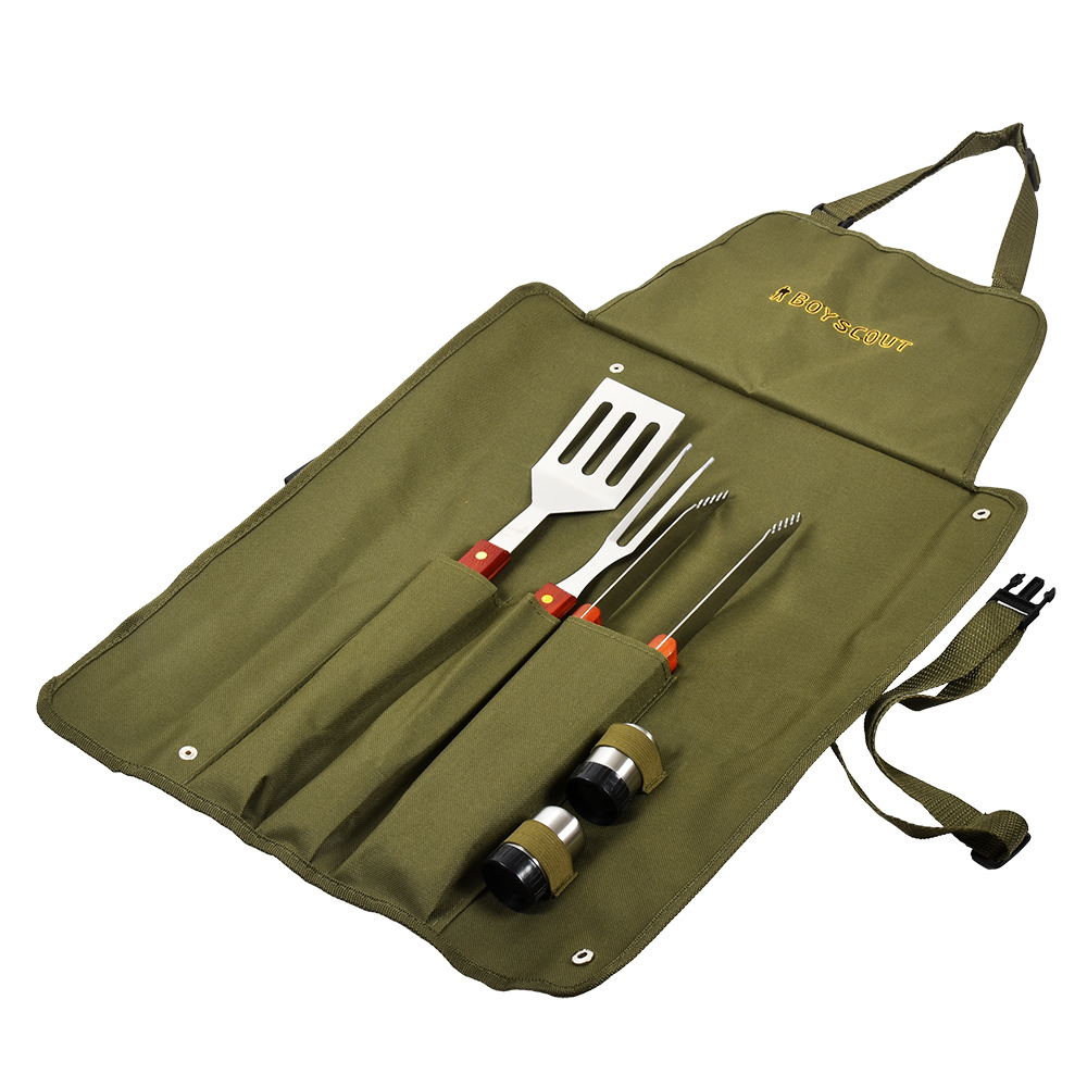 НАБОР BOYSCOUT СУМКА-ФАРТУК, ВИЛКА, ЛОПАТКА, ЩИПЦЫ, СОЛОНКА, ПЕРЕЧНИЦА 61320