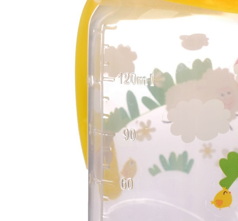 Бутылочка для кормления «Весёлая ферма» детская классическая, с ручками, 150 мл, от 0 мес. 2969879