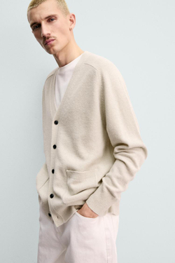 ZARA КАРДИГАН ИЗ ШЕРСТИ И АЛЬПАКИ, ЭКРЮ