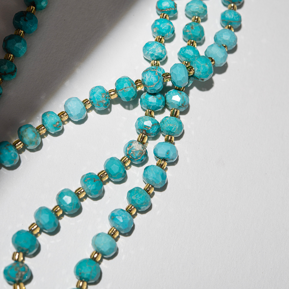 Туркенит (имитация бирюзы), рондель, 7,7*5-6мм, микроогранка