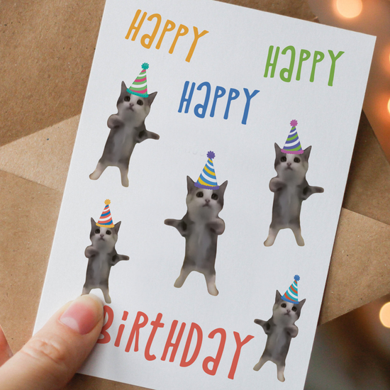 Открытка Котик Happy Happy Happy Birthday