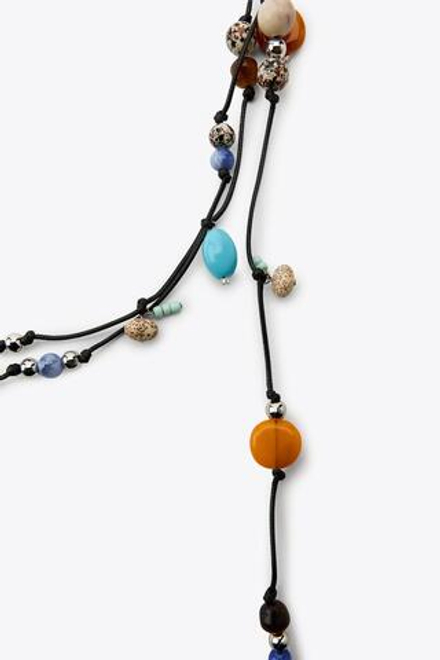 ZARA МНОГОЯРУСНОЕ ОЖЕРЕЛЬЕ ИЗ ШНУРА С БУСИНАМИ, РАЗНОЦВЕТНЫЙ