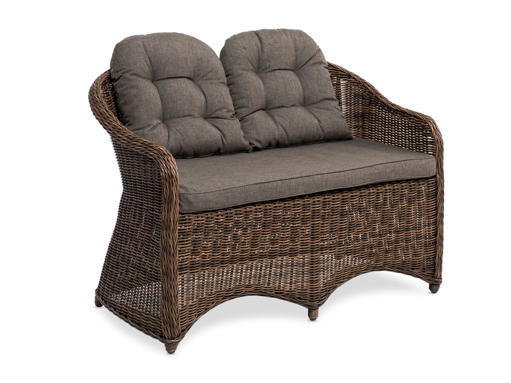 "Равенна" диван двухместный плетенный из ротанга, цвет коричневый