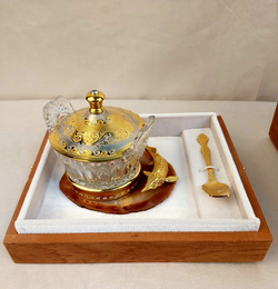 Икорница "Осетринка" на агате с крышечкой