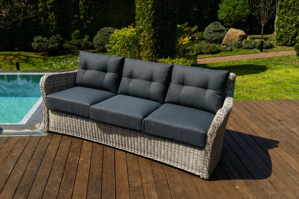 3-х местный диван из искусственного ротанга ВЕНЕЦИЯ (цвет: серый)