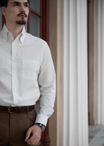Рубашка button-down (с воротником на пуговицах) из сирсакера в молочную полоску