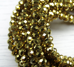 БЛ002НН34 Хрустальные бусины "рондель", цвет: золото металлик, размер 3х4 мм, кол-во: 95-100 шт.