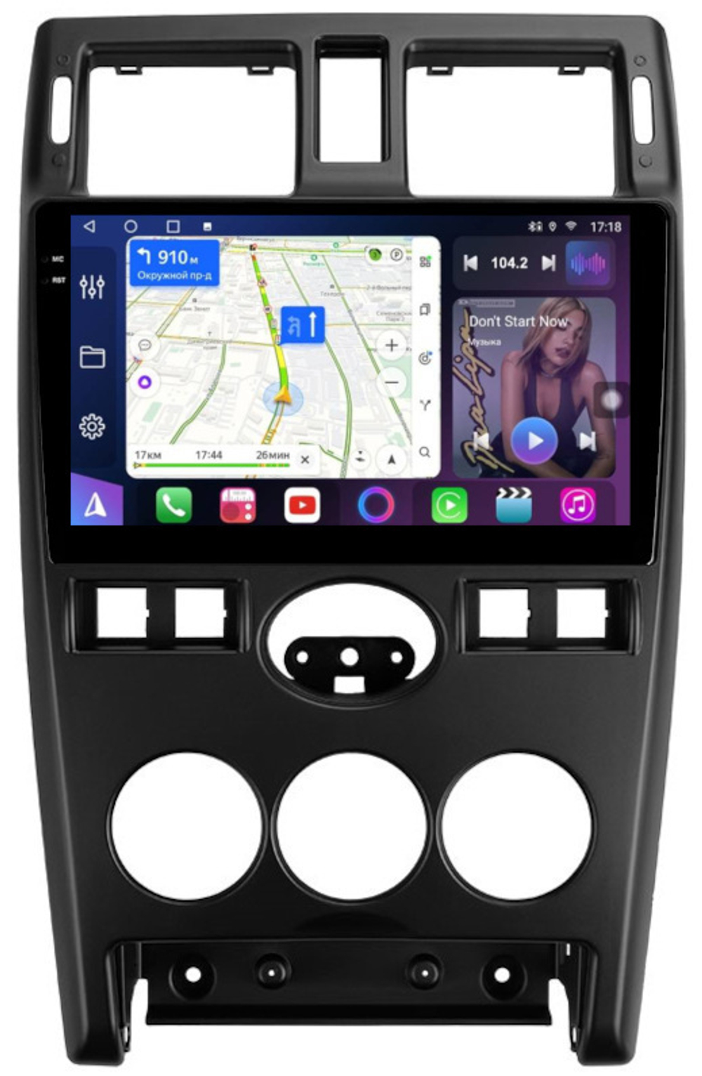 Магнитола для Lada Priora 2007-2013 (рамка черная) - FarCar BM3112M монитор 9.5" QLED на Android 14, TS10, 4+32Гб, CarPlay, 4G SIM-слот