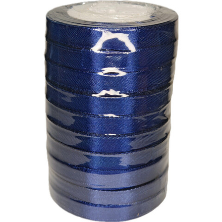 Лента упаковочная атласная 12мм, 22 м синяя (10шт/уп)