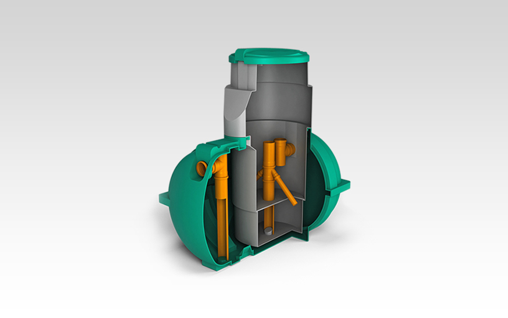 Септик отстойного типа ЭкоПром Rostok Дачный 1500 л. горизонтальный / 450 л. в сутки / 2-4 чел. / самотечный сброс (112x168x184см;85кг;зеленый) - арт.560925