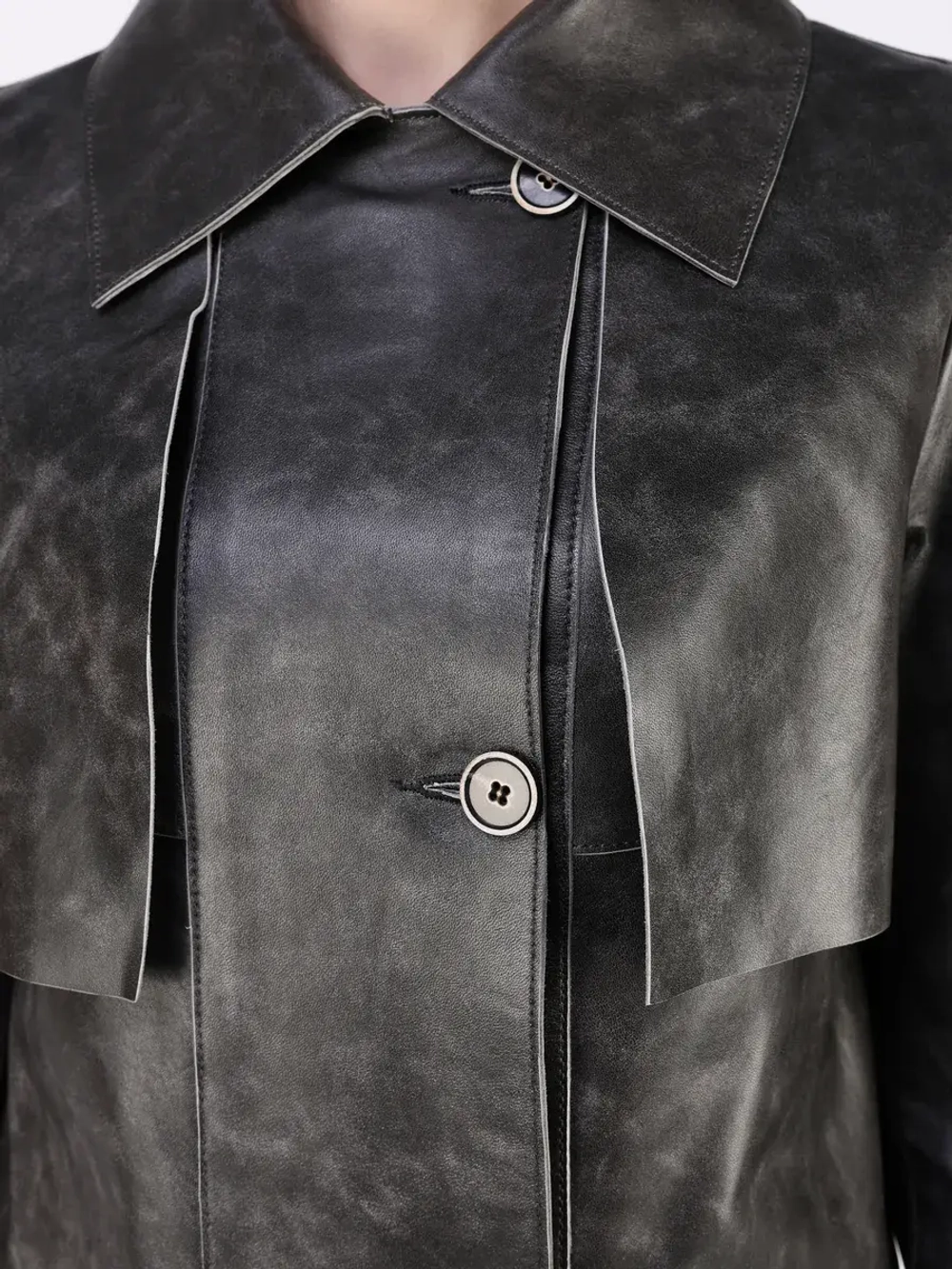 Кожаный тренч длинный с поясом плащ на осень