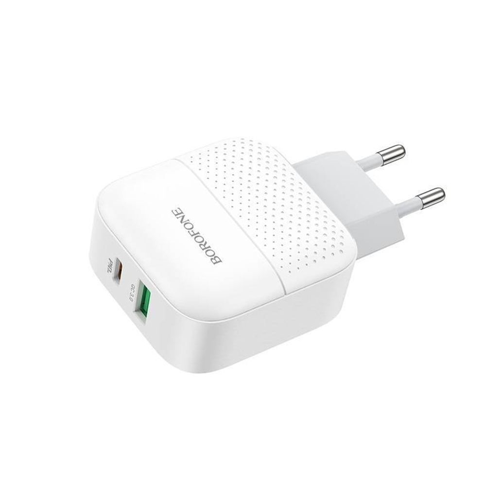 Сетевая зарядка с поддержкой быстрой зарядки PD+QC3.0 3А 18Вт USB-C BOROFONE BA46A