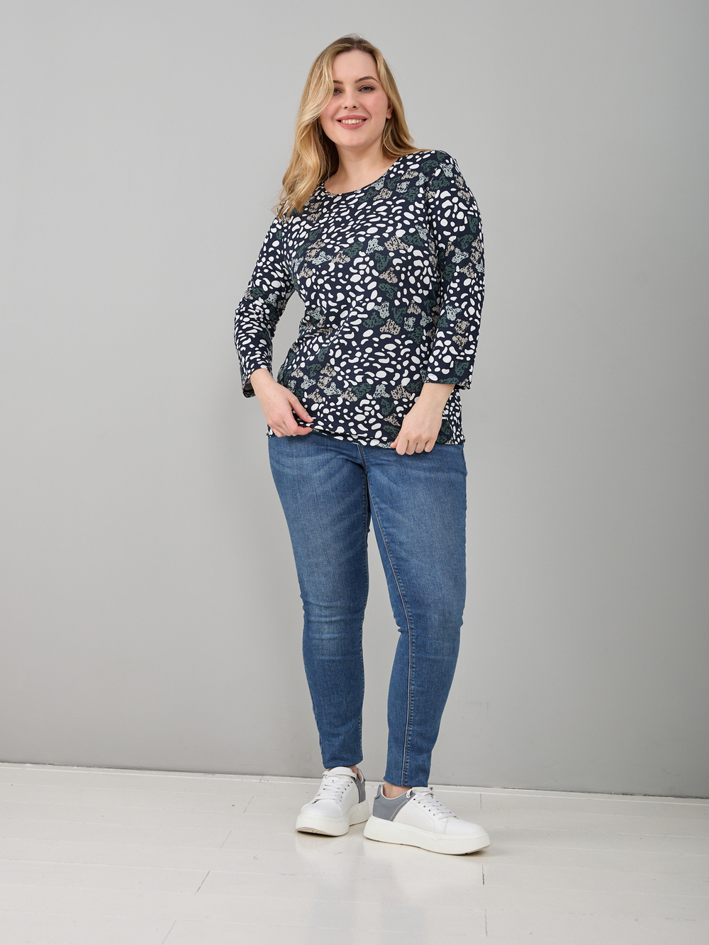 Лонгслив ЛНв-306/темносиний-пятна