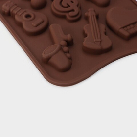 Силиконовая форма для шоколада «Музыкальные инструменты», 14 ячеек